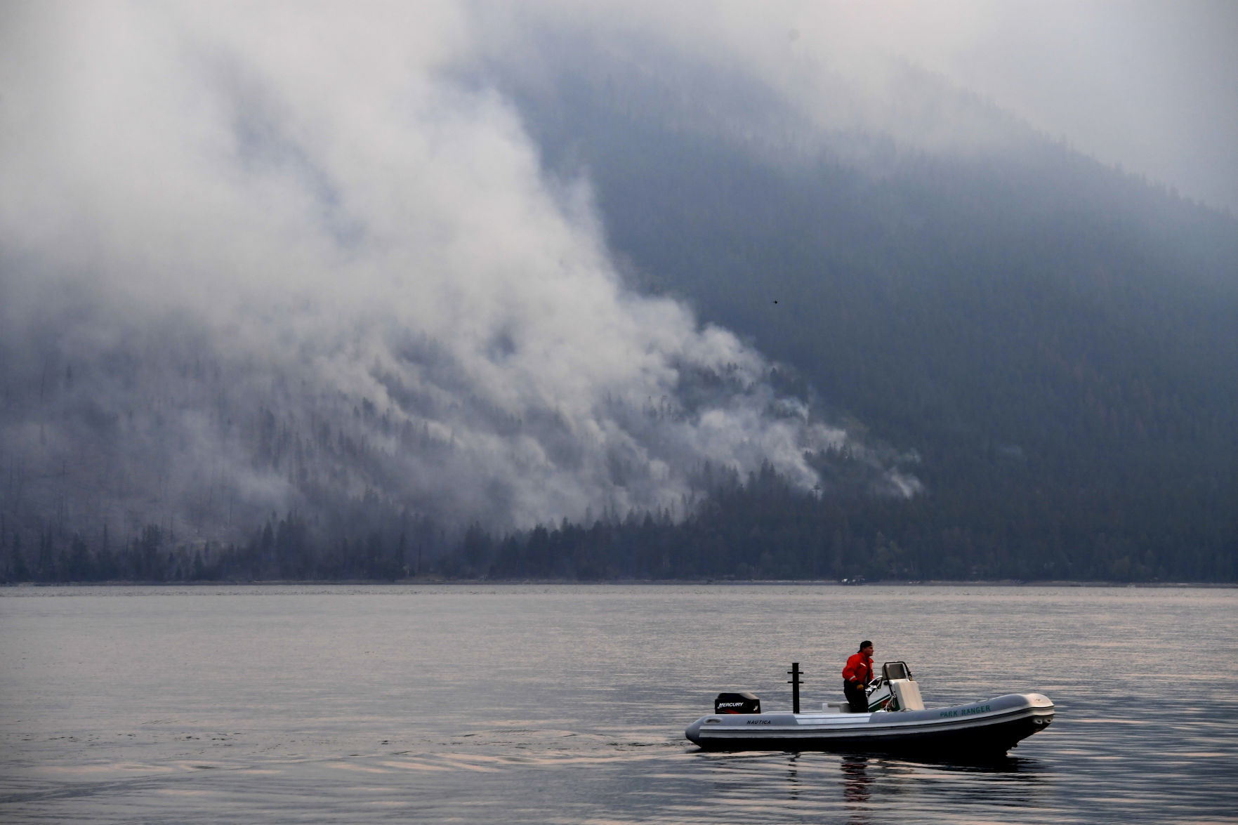Cruising along the shore of Lake McDonald